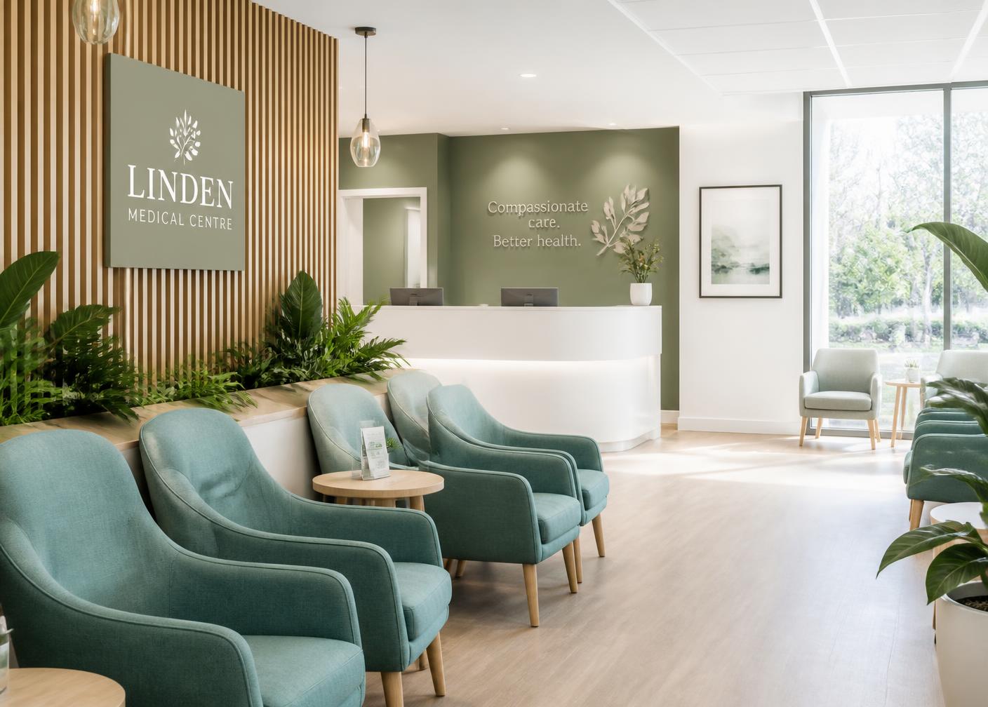 L'espace d'accueil lumineux du centre Partenaire Santé & Soins Spécialisés